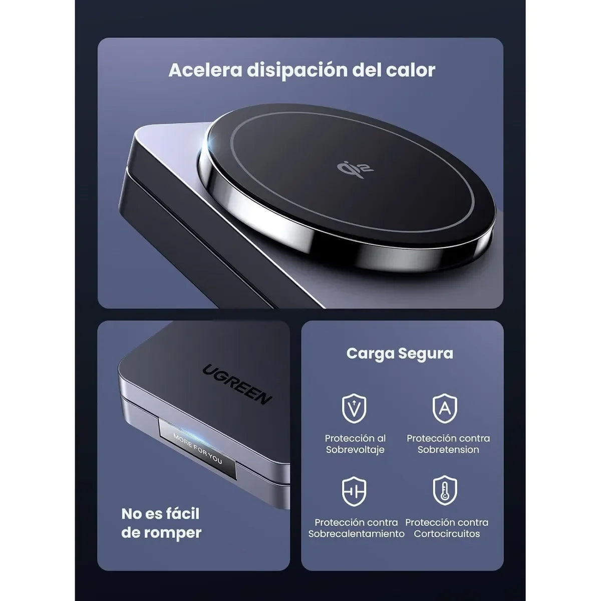 UGREEN W706 45023 Cargador Inalámbrico Magnético y Soporte Qi2 Magsafe