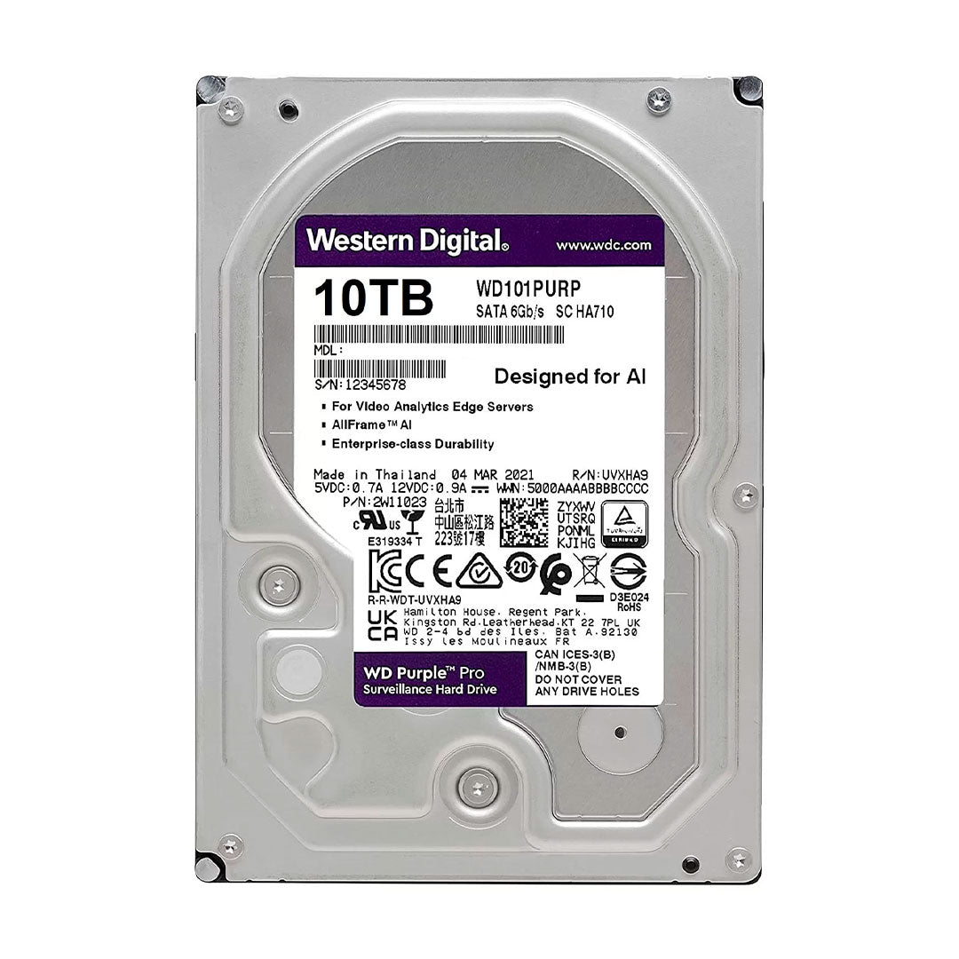 WESTERN DIGITAL WD101PURP Purple Pro 10TB Disco Duro 3.5" SATA 7200 RPM para Videovigilancia