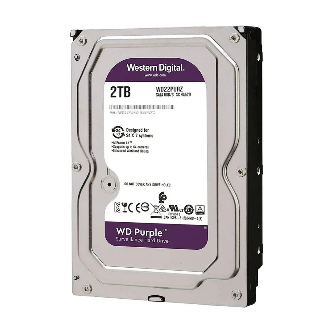 WESTERN DIGITAL WD22PURZ Disco Duro 2TB Purple 3.5" SATA 5400 RPM para Videovigilancia