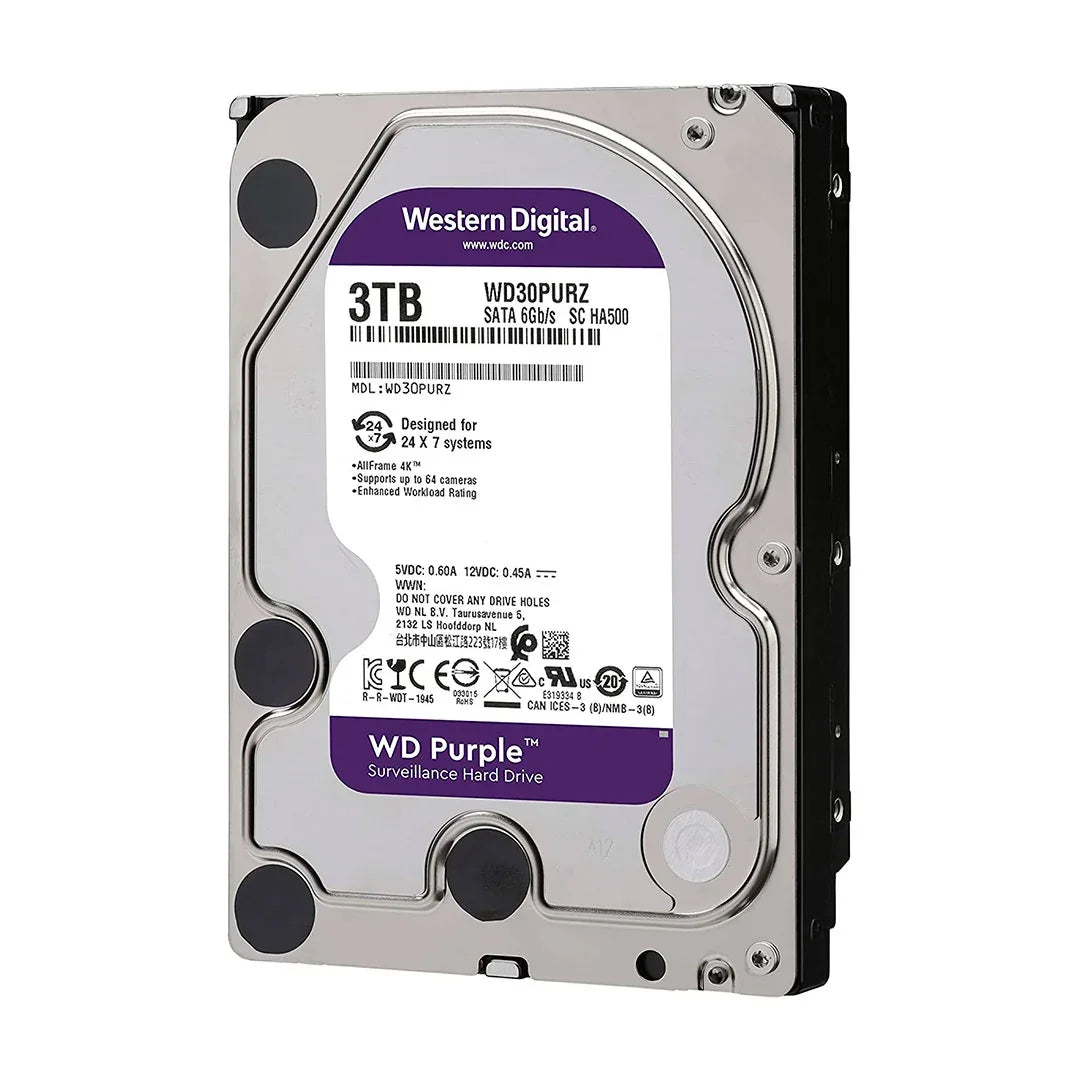 WESTERN DIGITAL WD30PURZ Disco Duro 3TB Purple 3.5" SATA 5400 RPM para Videovigilancia