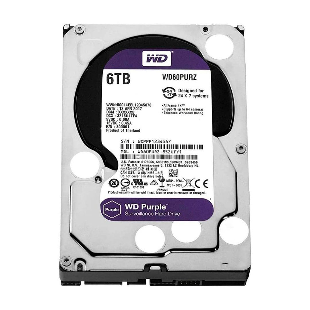 WESTERN DIGITAL WD6PURZ DISCO DURO 6TB, WD PURPLE 3.5"