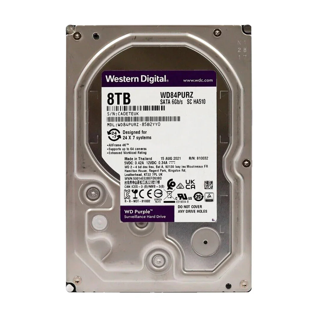 WESTERN DIGITAL WD84PURZ Disco Duro 8TB Purple 3.5" SATA 5640 RPM para Videovigilancia