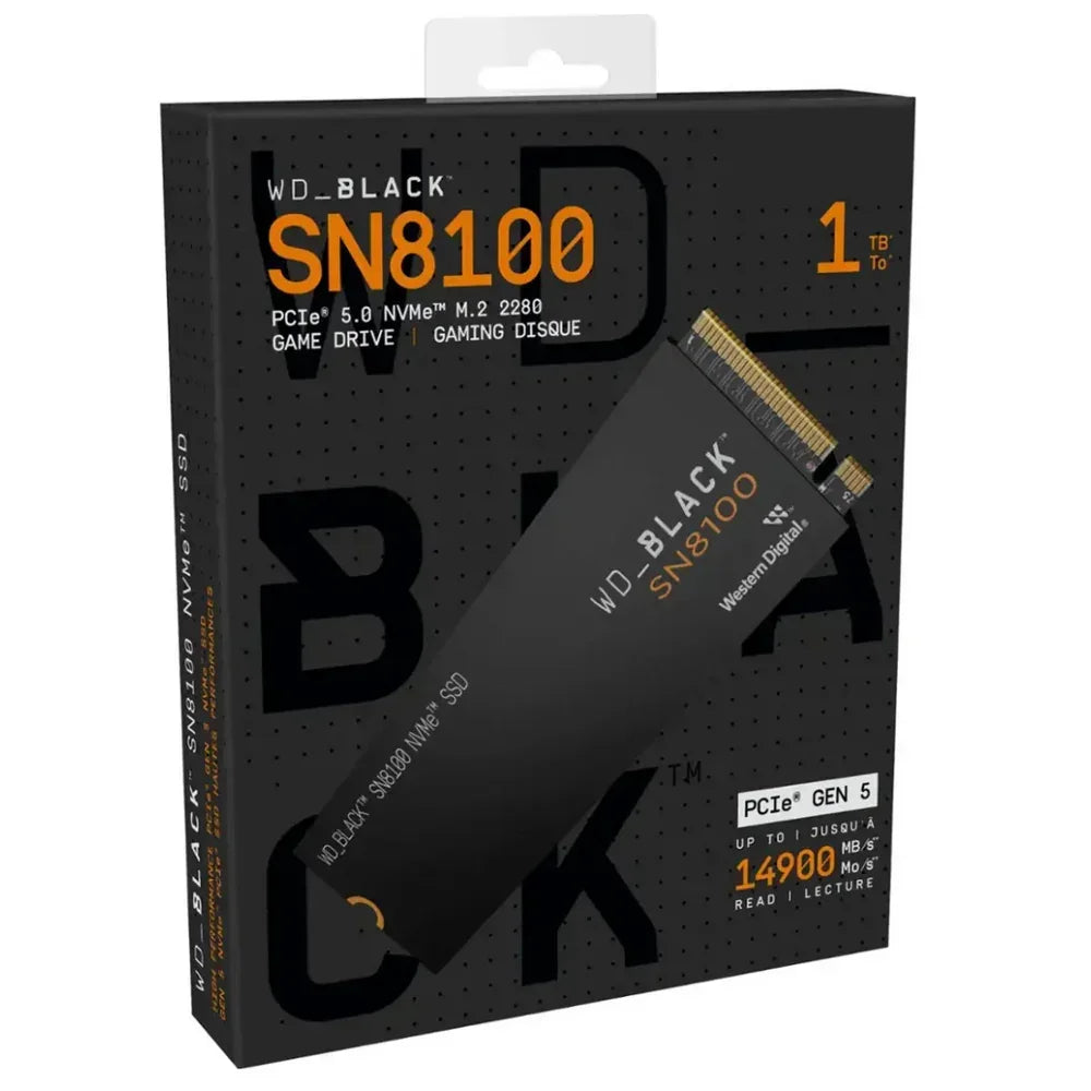 WESTERN DIGITAL WDS100T1X0M Unidad SSD 1TB Black SN8100 NVMe M.2 2280 PCIe Gen 5 para Juegos