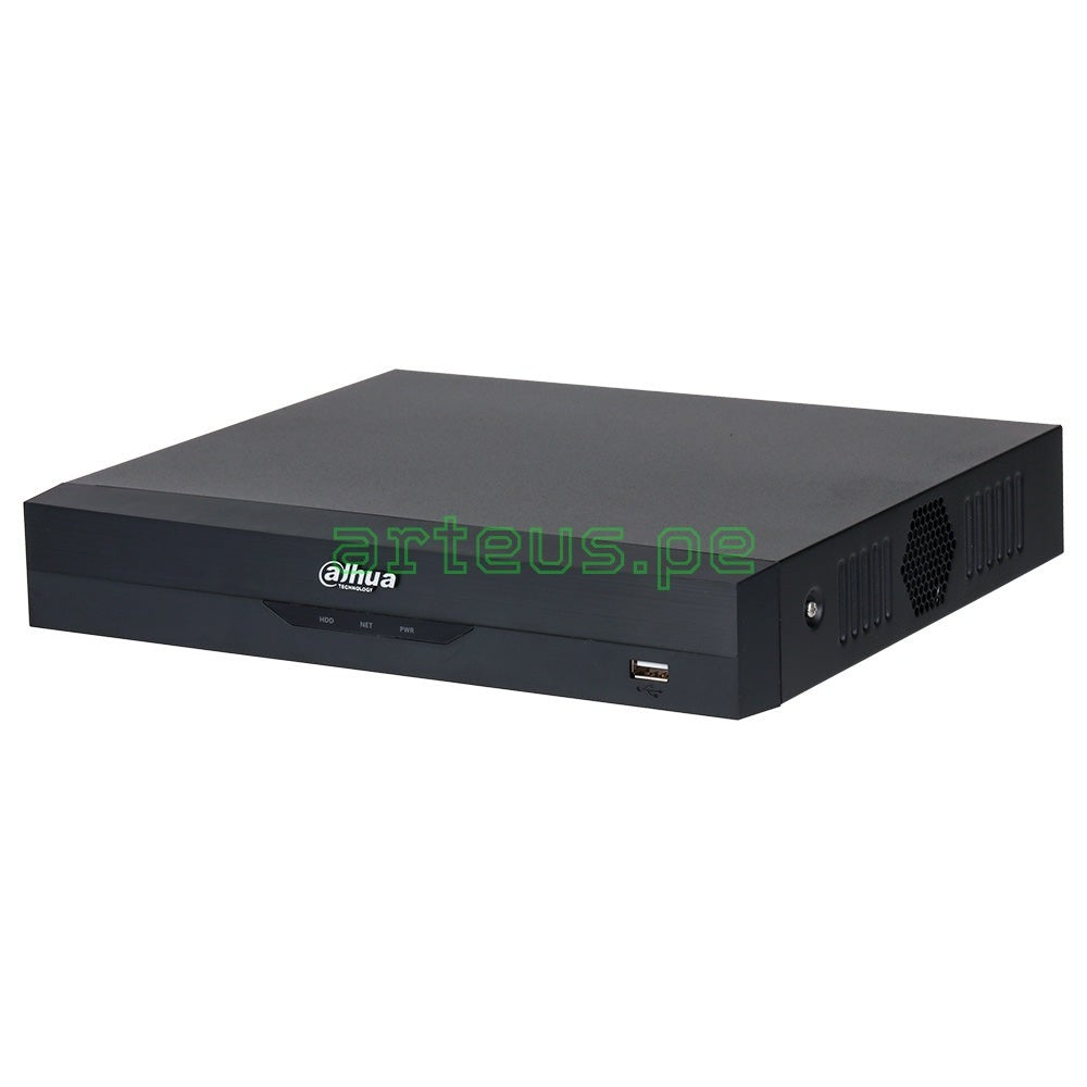 Grabador de video Dahua negro para sistema de videovigilancia, con puerto USB frontal