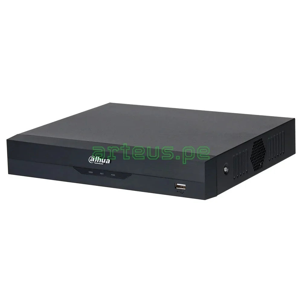 Grabador de video Dahua negro para sistema de videovigilancia, con puerto USB frontal