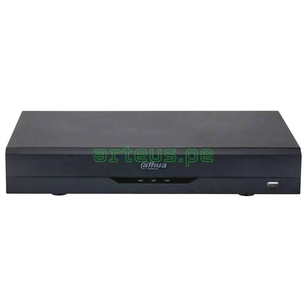 Grabador de video digital Dahua negro para sistemas de seguridad electrónica, puerto USB visible
