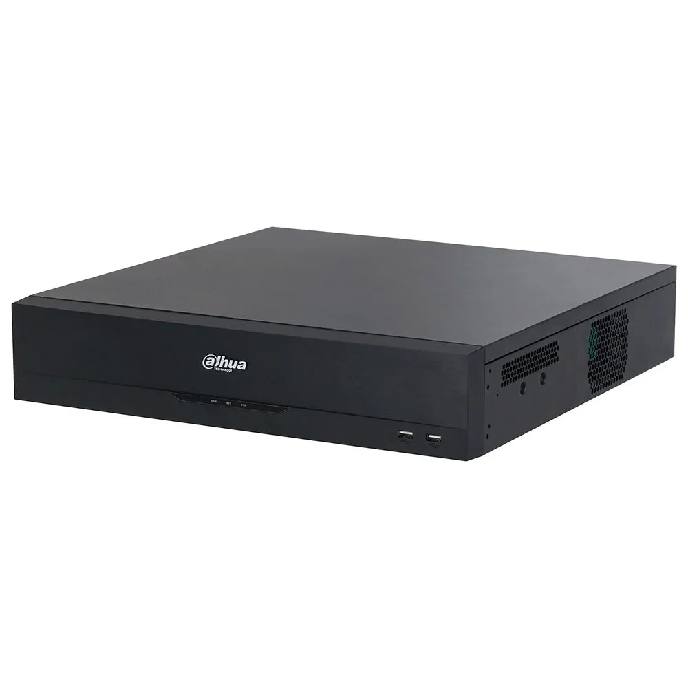 DVR negro para videovigilancia, equipo de seguridad electrónica con puertos frontales USB