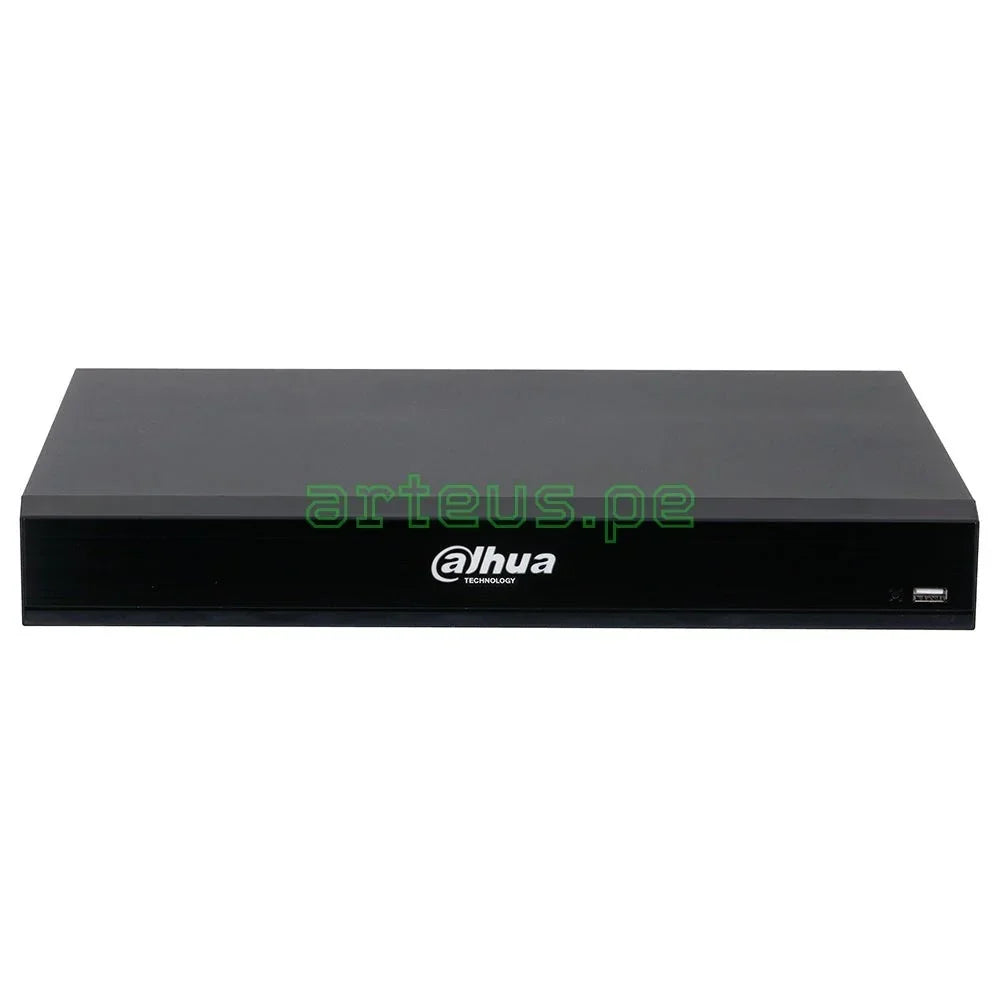 Grabador de video digital Dahua negro con puerto USB, seguridad electrónica y videovigilancia