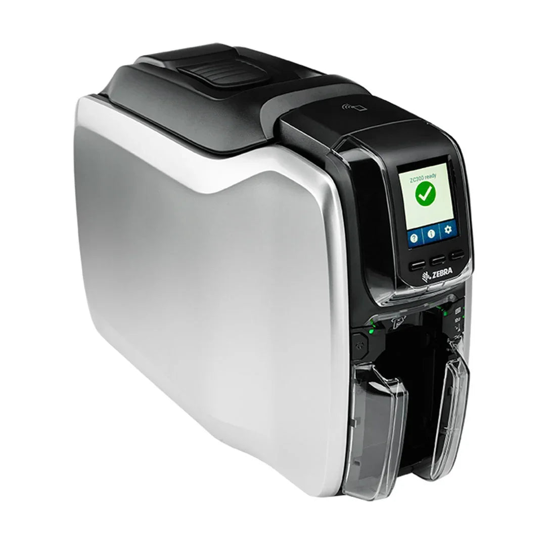 Impresora de credenciales Zebra ZC con pantalla digital, equipo para seguridad y control de acceso