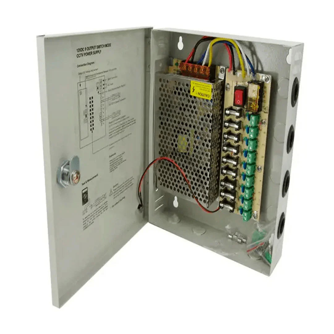 ZKTECO ZK-10A-9CH Fuente de Poder 12V 10A Alimentación Centralizada 9 Salidas Canales