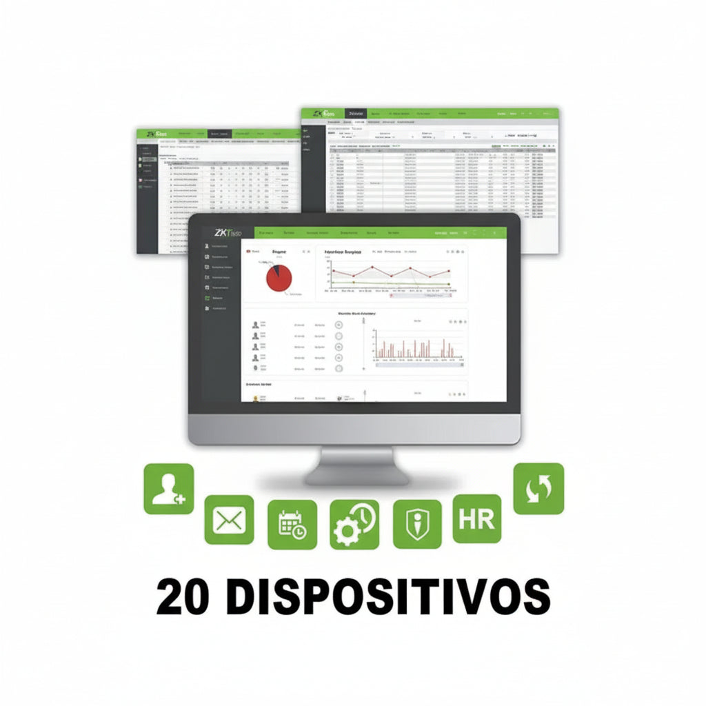 ZKTECO ZKBT-DEV-P20 Licencia Biotime para Gestión de Tiempo y Asistencia 20 Dispositivos