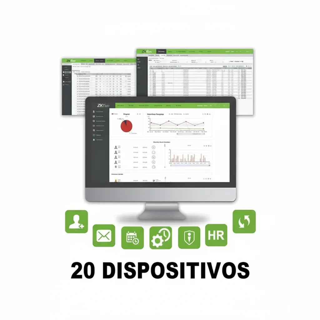ZKTECO ZKBT-DEV-P20 Licencia Biotime para Gestión de Tiempo y Asistencia 20 Dispositivos