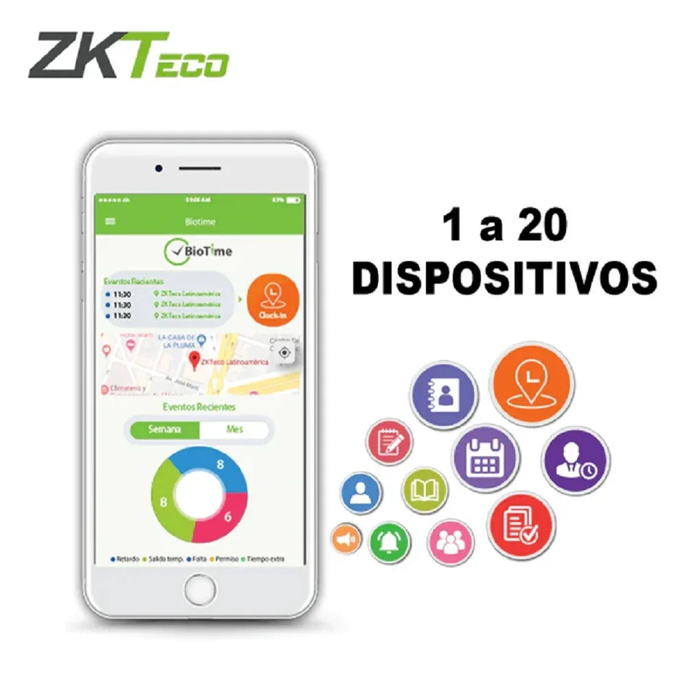 ZKTECO ZKBT-APP-P20 Licencia APP Biotime de Asistencia Móvil para 1 a 20 Dispositivos