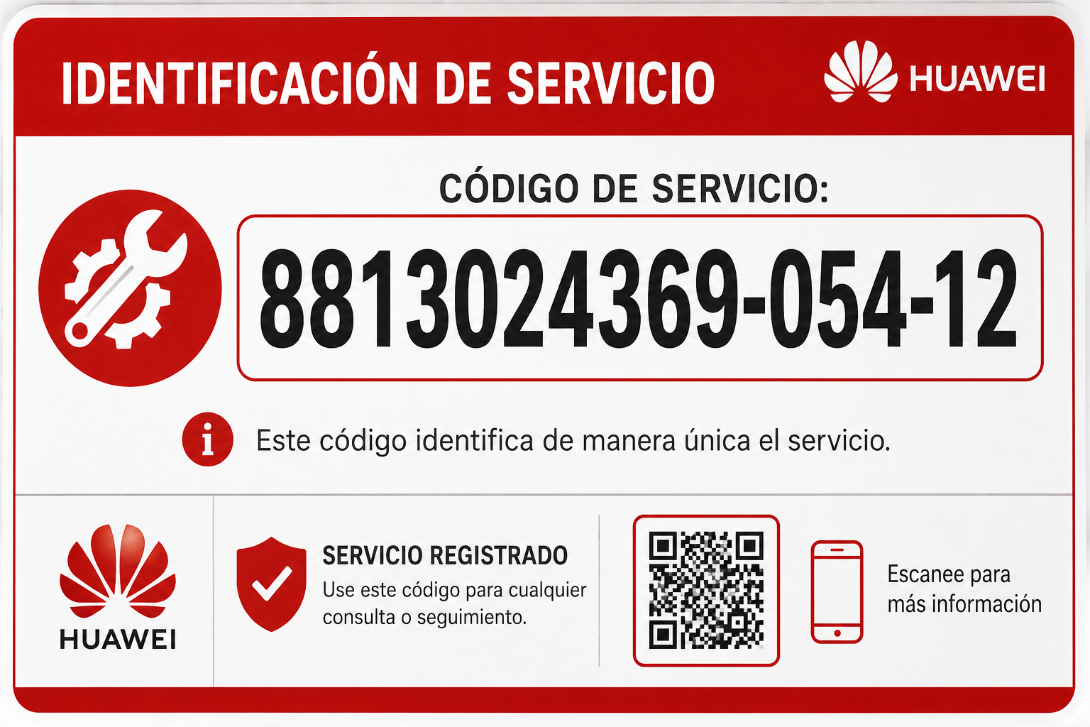 HUAWEI 8813024369-054-12 Accesos de Garantia de Hardware Board 2Pro 65-Hi-Care RFR 30BD-S