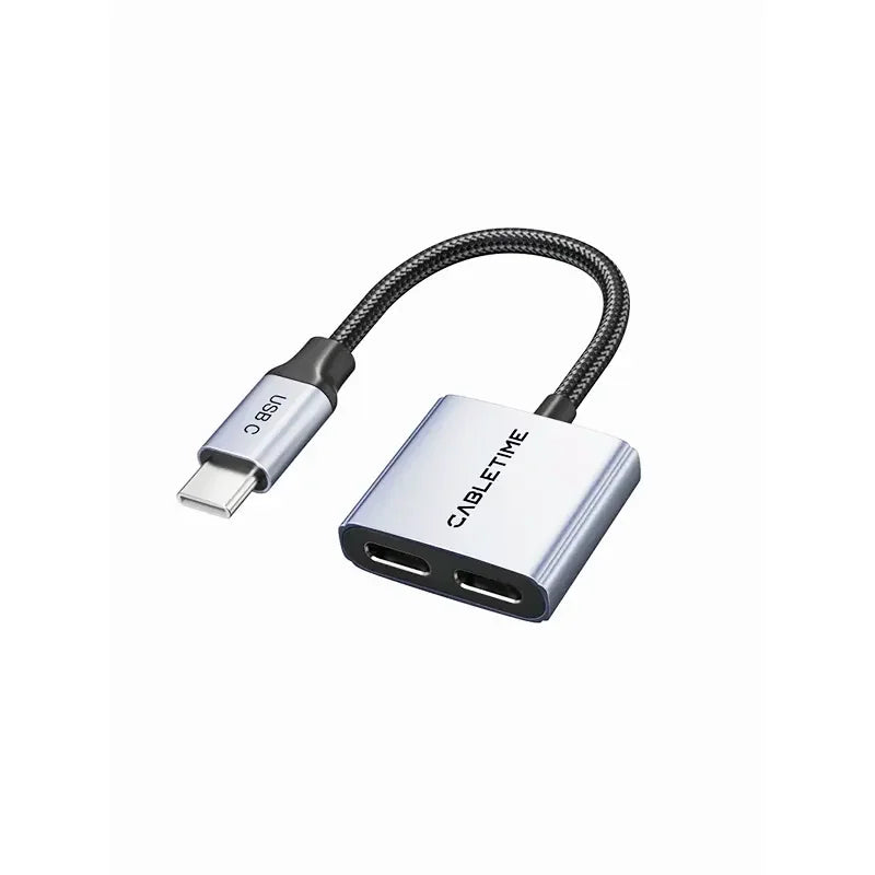 CABLETIME CPA2G Adaptador USB-C Macho a Puerto USB-C de Audio y PD 60W CT-CMCC-AG