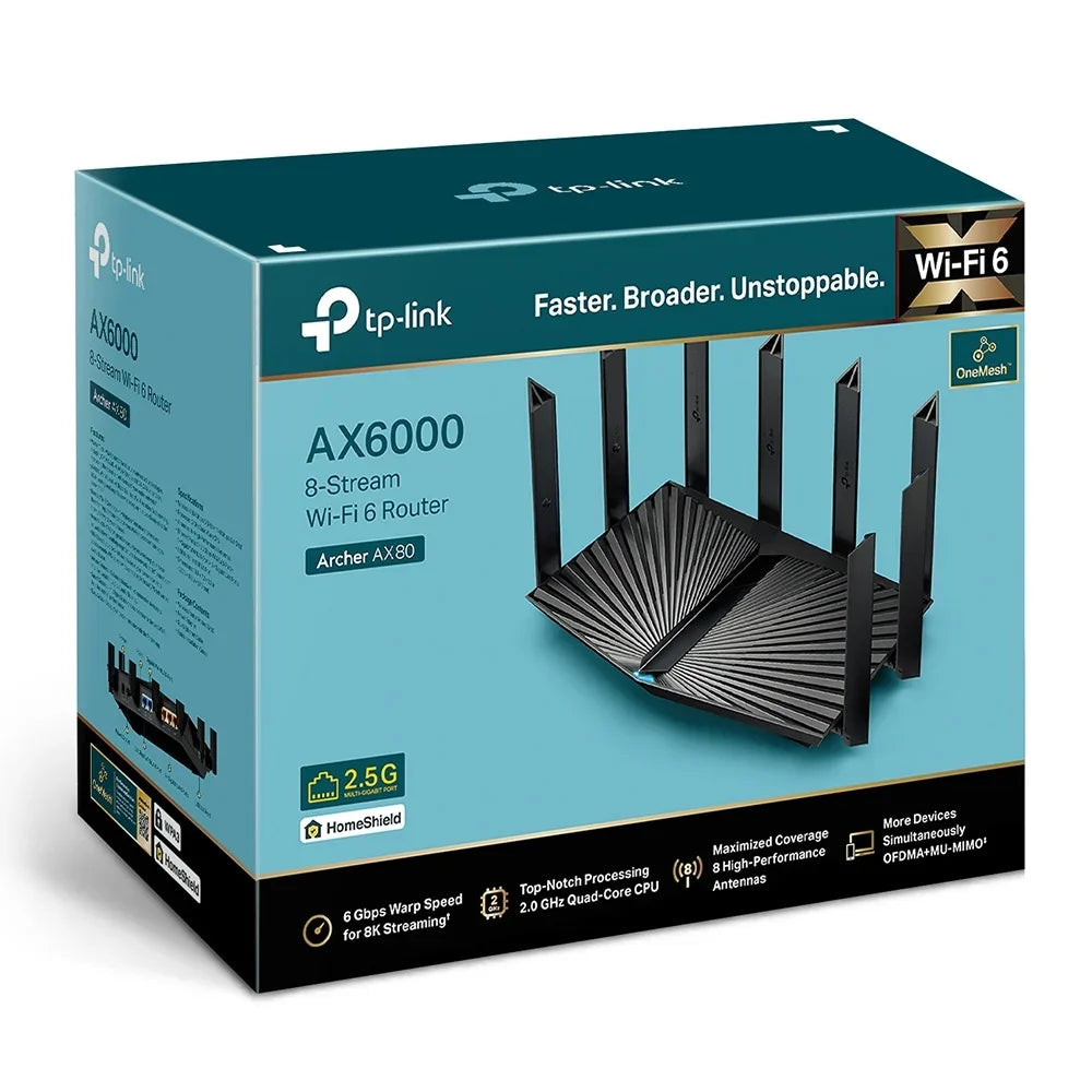 TP-LINK ARCHER AX80 Router WiFi6 AX6000 Puerto Multigigabit
