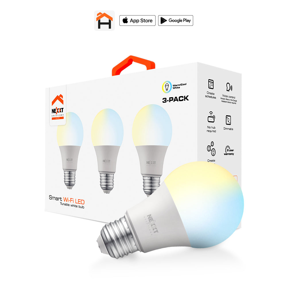 NEXXT SOLUTIONS NHB-W120 3PK Kit 3 Focos Inteligentes Wifi LED Blanco Regulable