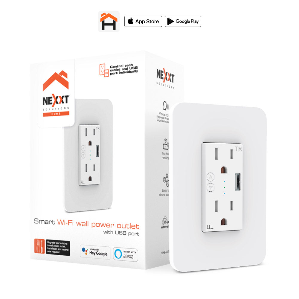 NEXXT SOLUTIONS NHE-W100 Tomacorriente de Pared Inteligente Wifi con Puerto USB