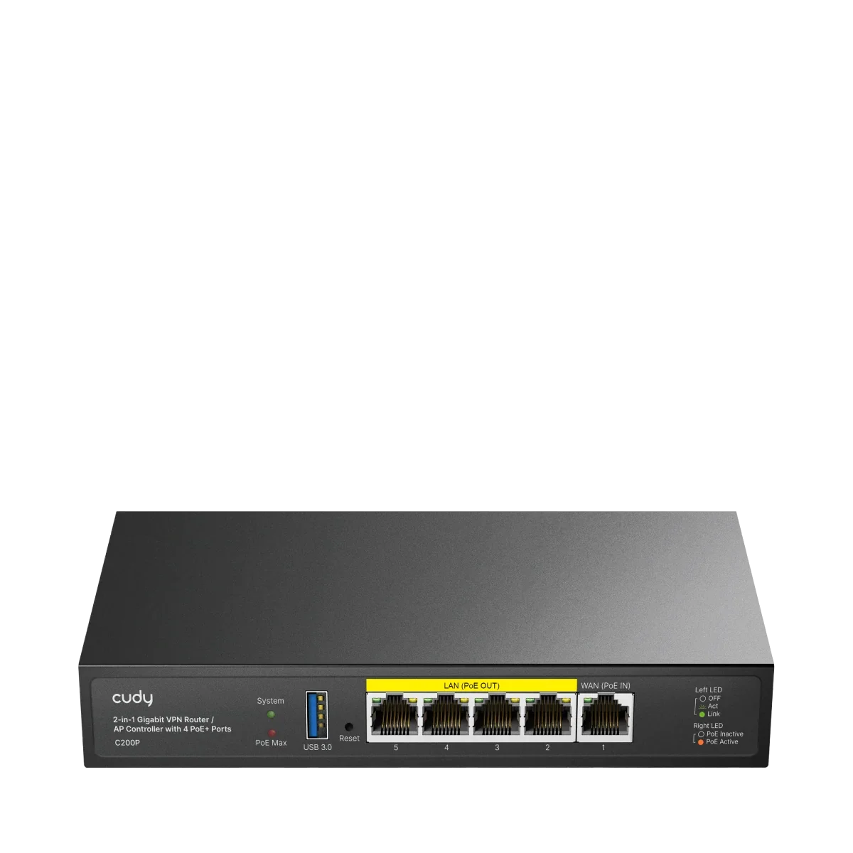 CUDY C200P Router VPN Gigabit 2 en 1 Controlador de punto de acceso con 4 puertos PoE+