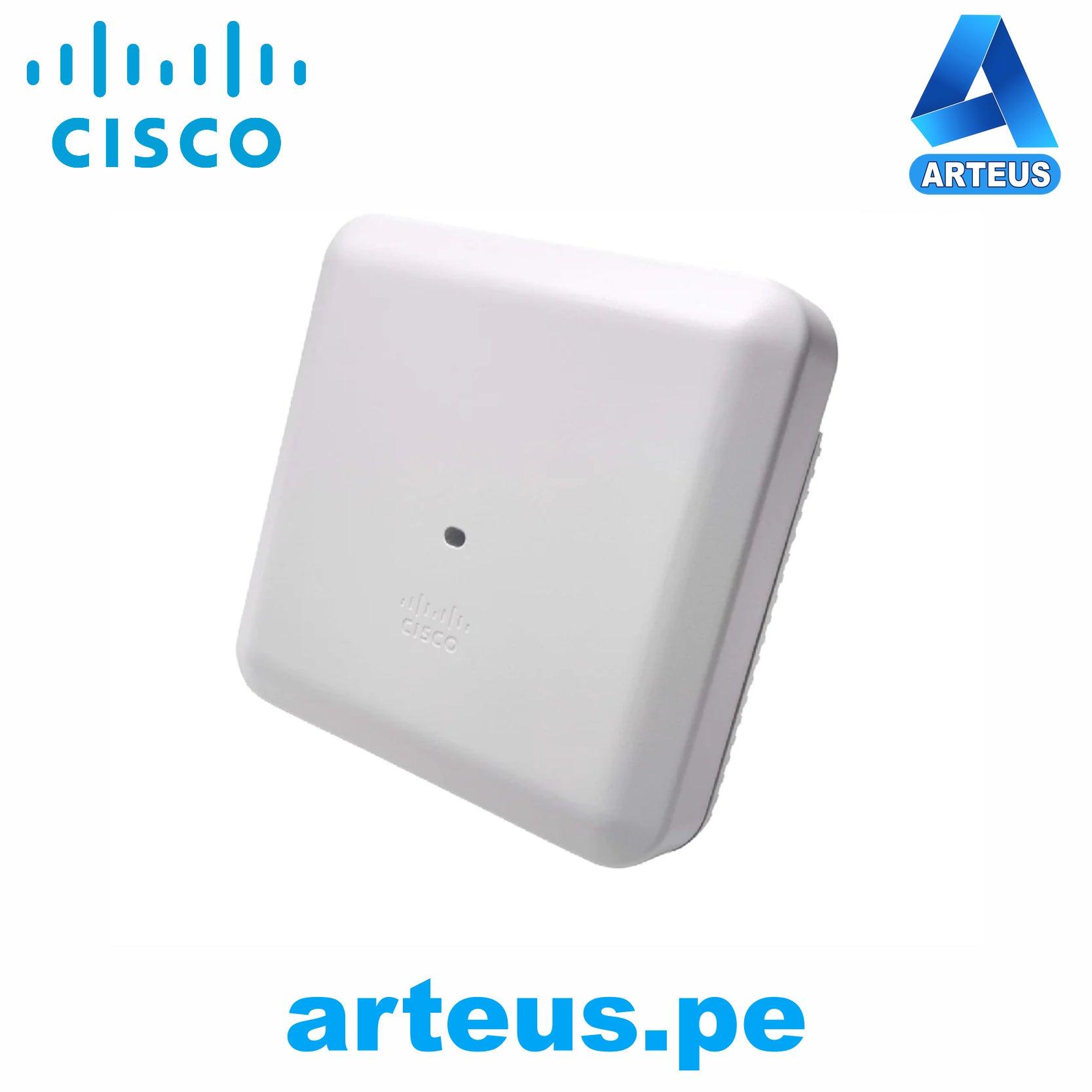 Punto de acceso Cisco 2802 con antenas internas y tecnología Wi-Fi 802.11ac.