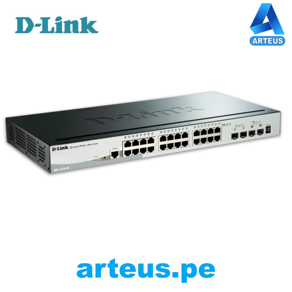 D-Link DGS-1510-28X/E Switch Smart Managed Gigabit Staccabile da 28 Porte(24 x 10/100/1000Mbps, 4 x 10G SFP+) - Solo cavo di alimentazione UE, Nero/Grigio