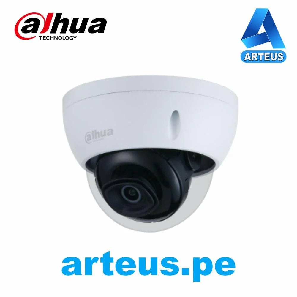 Cámara domo Dahua de videovigilancia IP 4MP, lente 2.8mm, visión nocturna, color blanco.