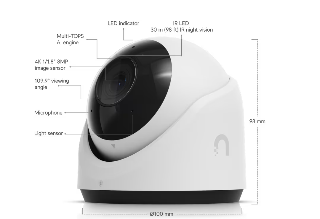 UBIQUITI UVC-G6-TURRET-W Camara de seguridad IP UNIFI 8MP 4K POE HDR IP67 AI