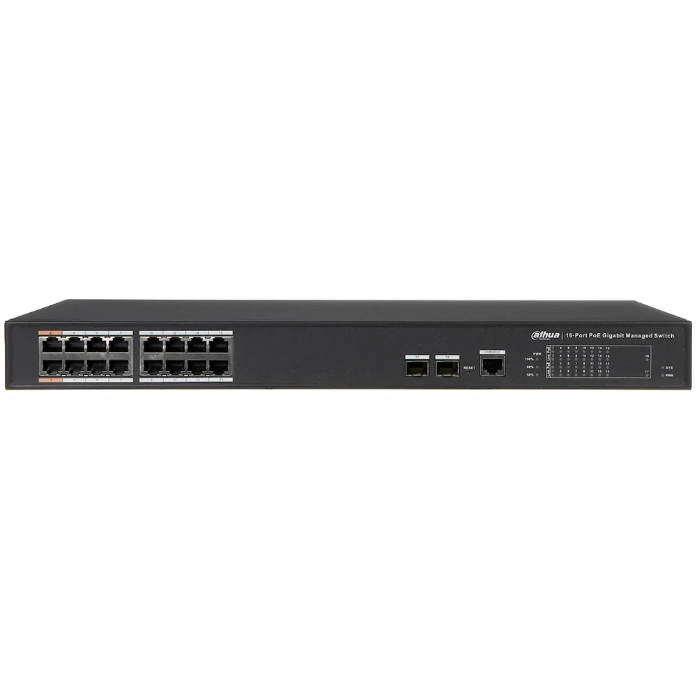DAHUA DH-PFS4218-16GT-240, Switch 16 Puertos POE Giga, 2SFP, 240w. Administra, Capa 2