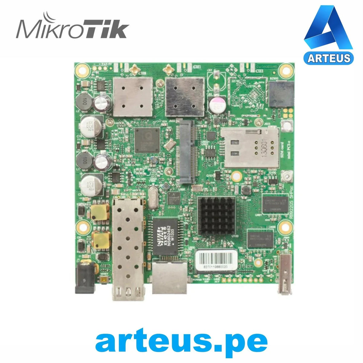 Enrutador inalambrico MIKROTIK RB922UAGS-5HPacD CPU de 720MHZ, 128mb de RAM, 1GB, 1SFP, 1 MINIPCI-E, 1 SIM. De dos cadenas integrada de 5GHZ. L4 - ARTEUS