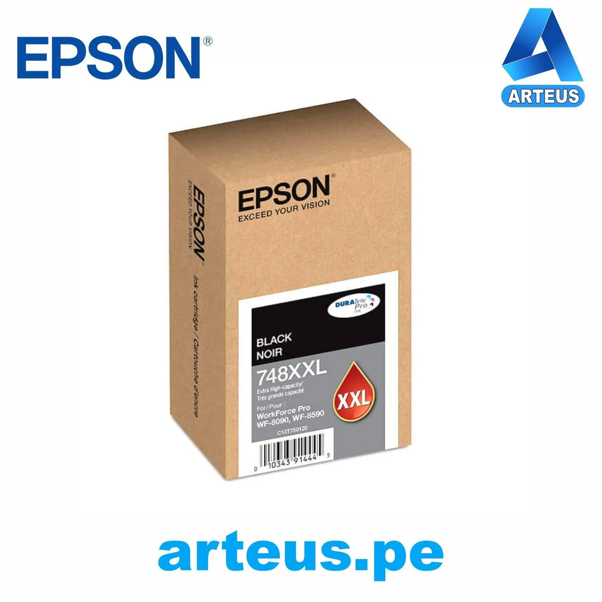 EPSON T748XXL120-AL - Cartucho de Tinta Color Negro Extra Alta Capacidad Epson 748XXL. - ARTEUS