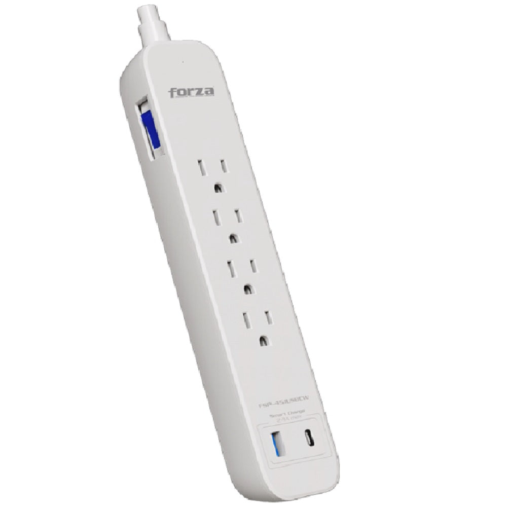 FORZA FSP-451USBCW, Regleta Supresor de pico 1625w 500J 4 tomas 1USB 1USB-C Level 2