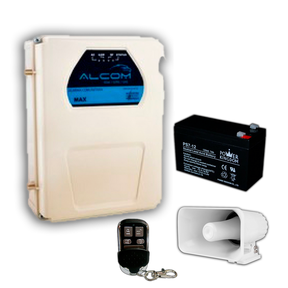 HAGROY KIT-HG-ALCOMXII-4G220 Kit Alarma Comunitaria: Alcom Max 4G, Sirena, Batería, Llaveros