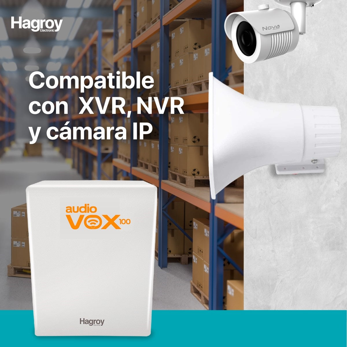 HAGROY AUDIOVOX STEREO Módulo Amplificador 2 Canales 100W 12/24V