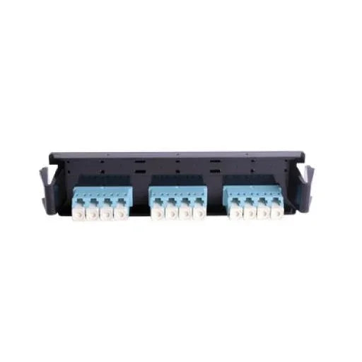 SIEMON RIC-F-LCQ12-01C, Panel fo con 6 acopladores aqua lc duplex mm-sm negro