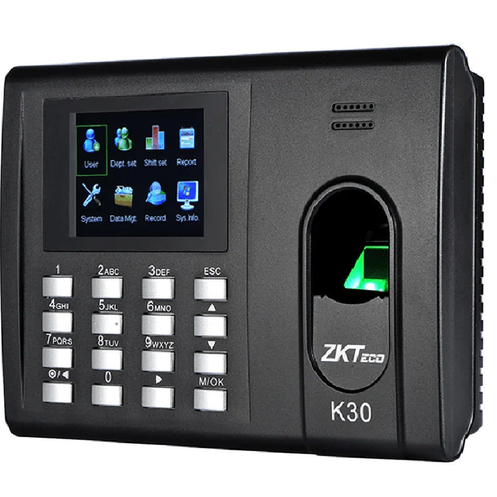 ZKTECO K30 PRO Control de Asistencia y Acceso con Lector de Huella, Tarjeta y PIN. Respaldo de Batería