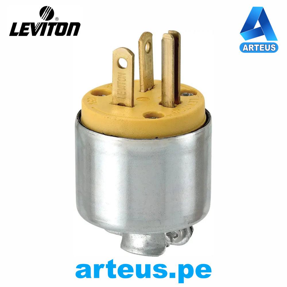 LEVITON 520PA-000 - ENCHUFE, HOJA RECTA USO COMERCIAL REFORZADO CONEXIÓN A TIERRA - ACERO - ARTEUS