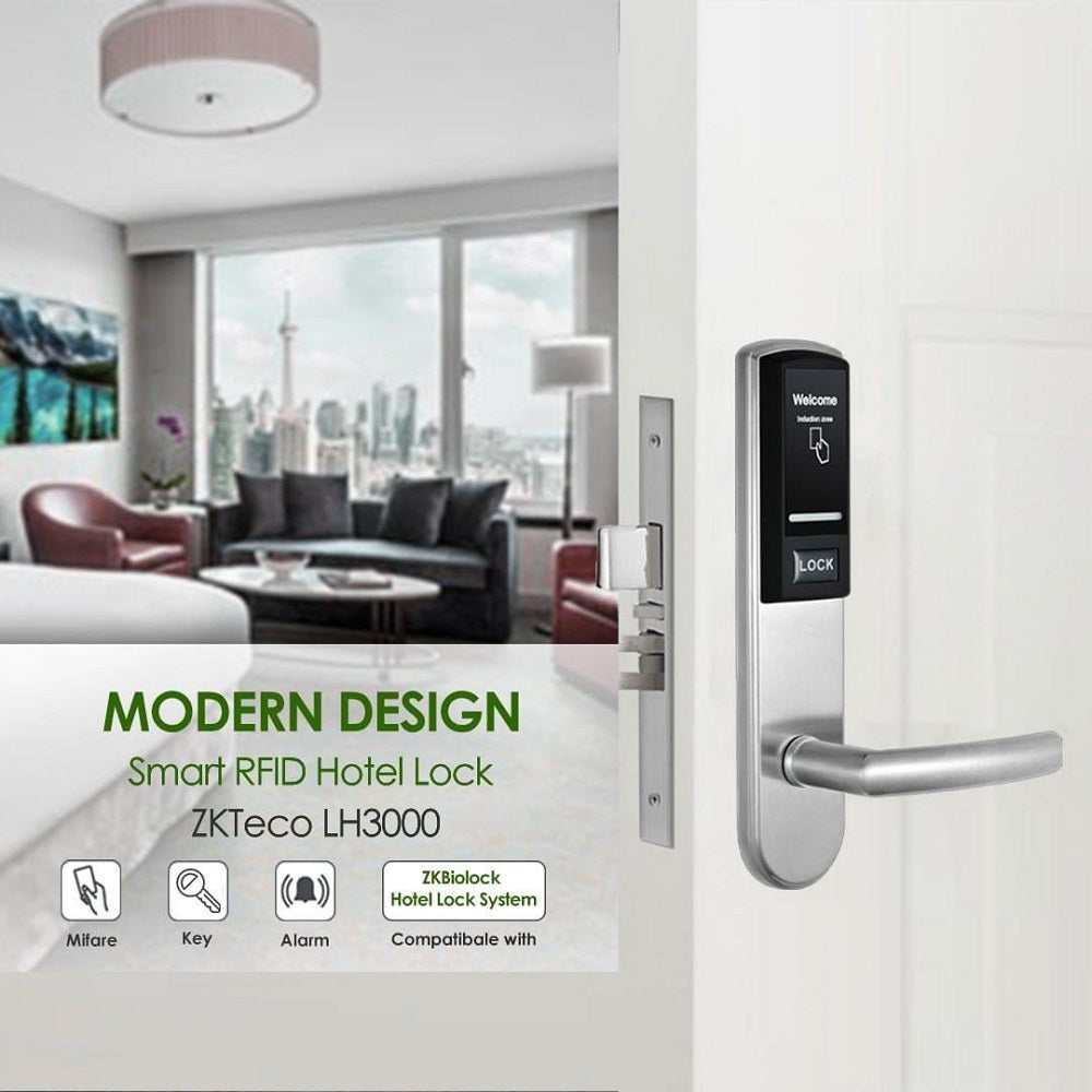 ZKTECO LH3000 Cerradura Inteligente Hotelera Derecho con Lector de Tarjeta MIFARE