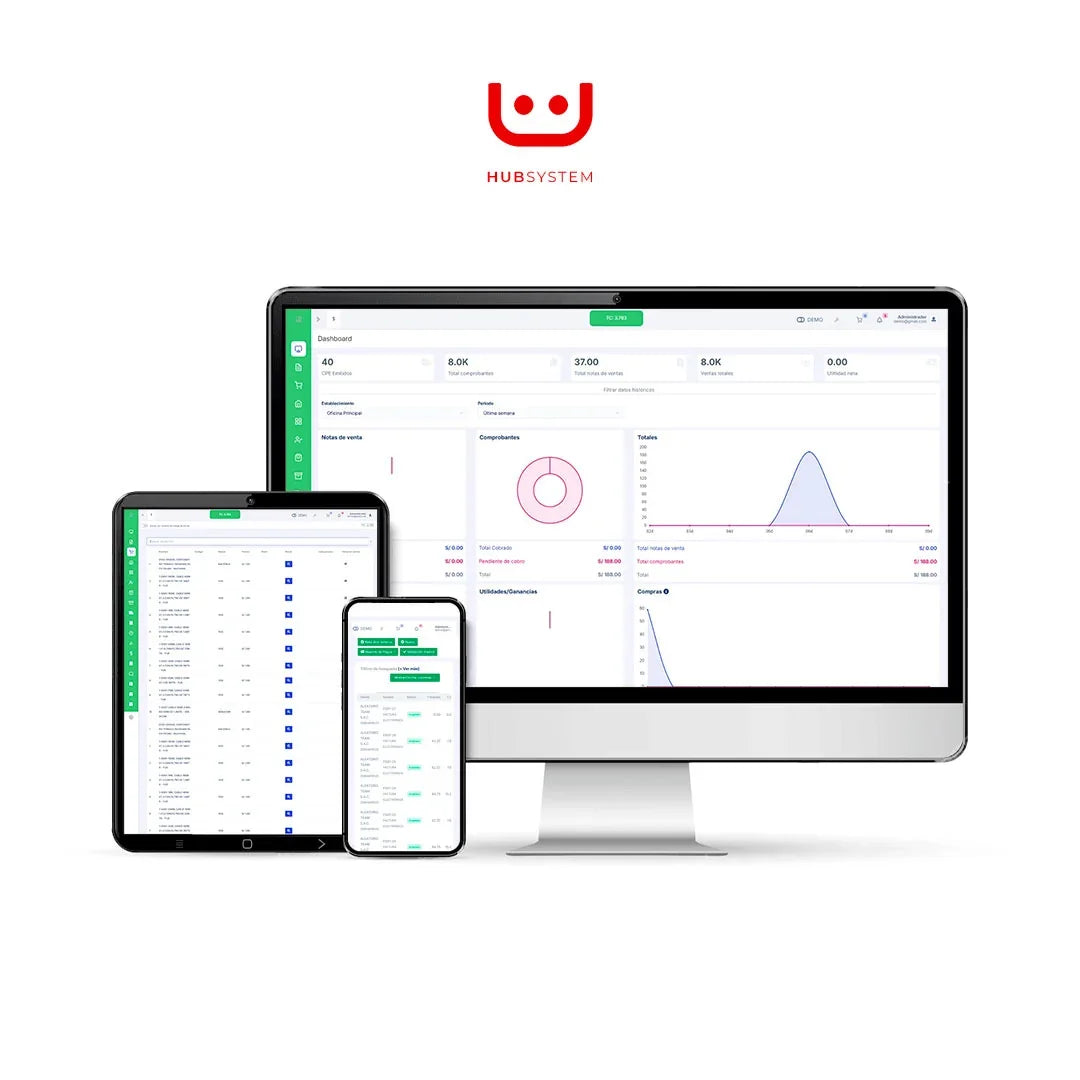 HUB SYSTEM MINIMARKET Sistema de gestión y facturación electrónica para minimarket. Suscripción Mensual