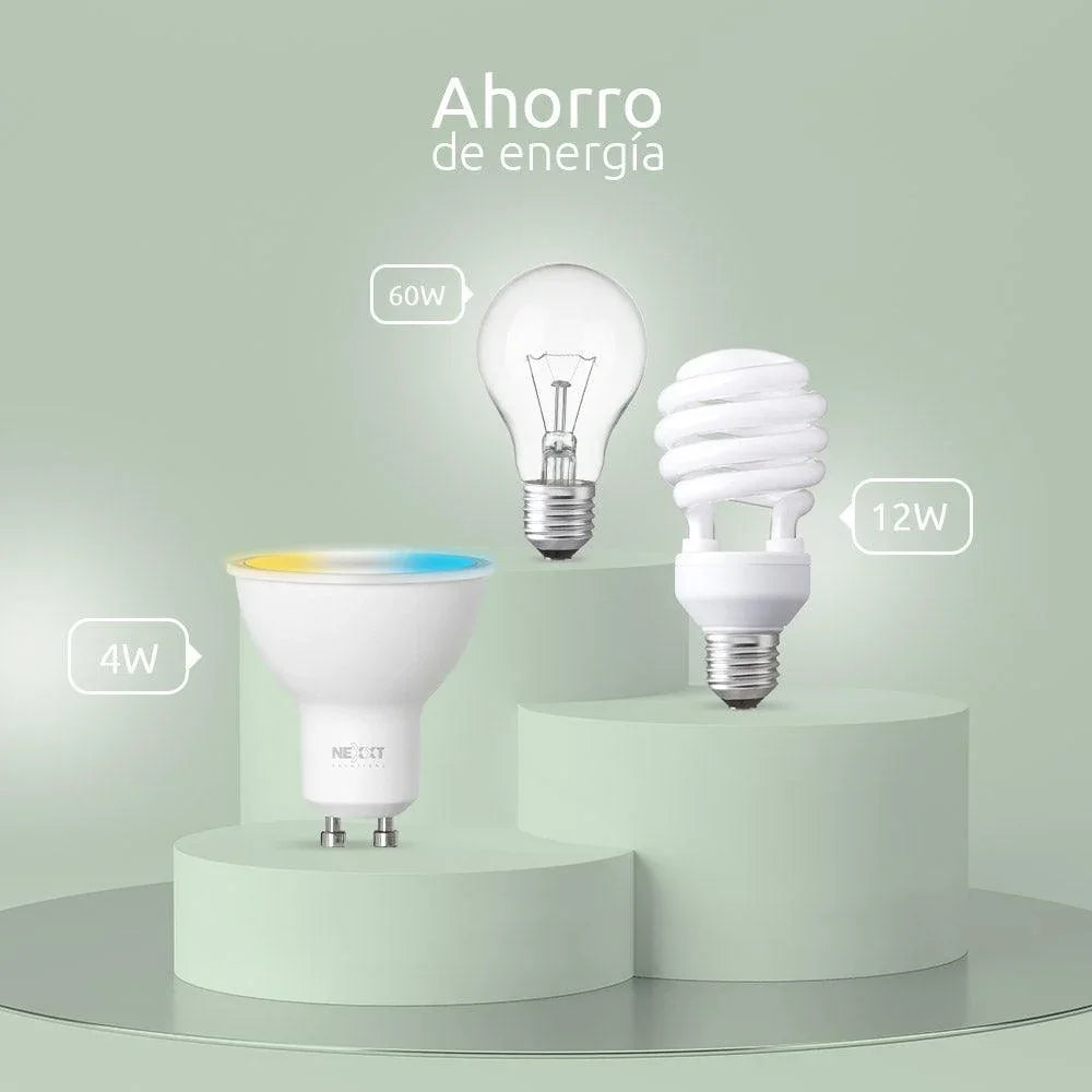 NEXXT HOME NHB-W320 3PK, Bombilla LED inteligente WiFi 220V GU10 color blanco Regulable. Pack x 3. ALEXA - ARTEUS