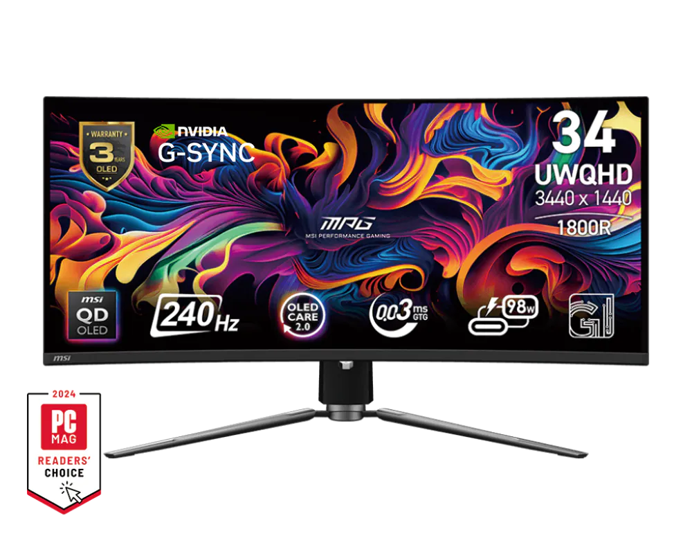 MSI MPG-341CQPX-QD-OLED Monitor 34" Gaming QD-OLED 240Hz