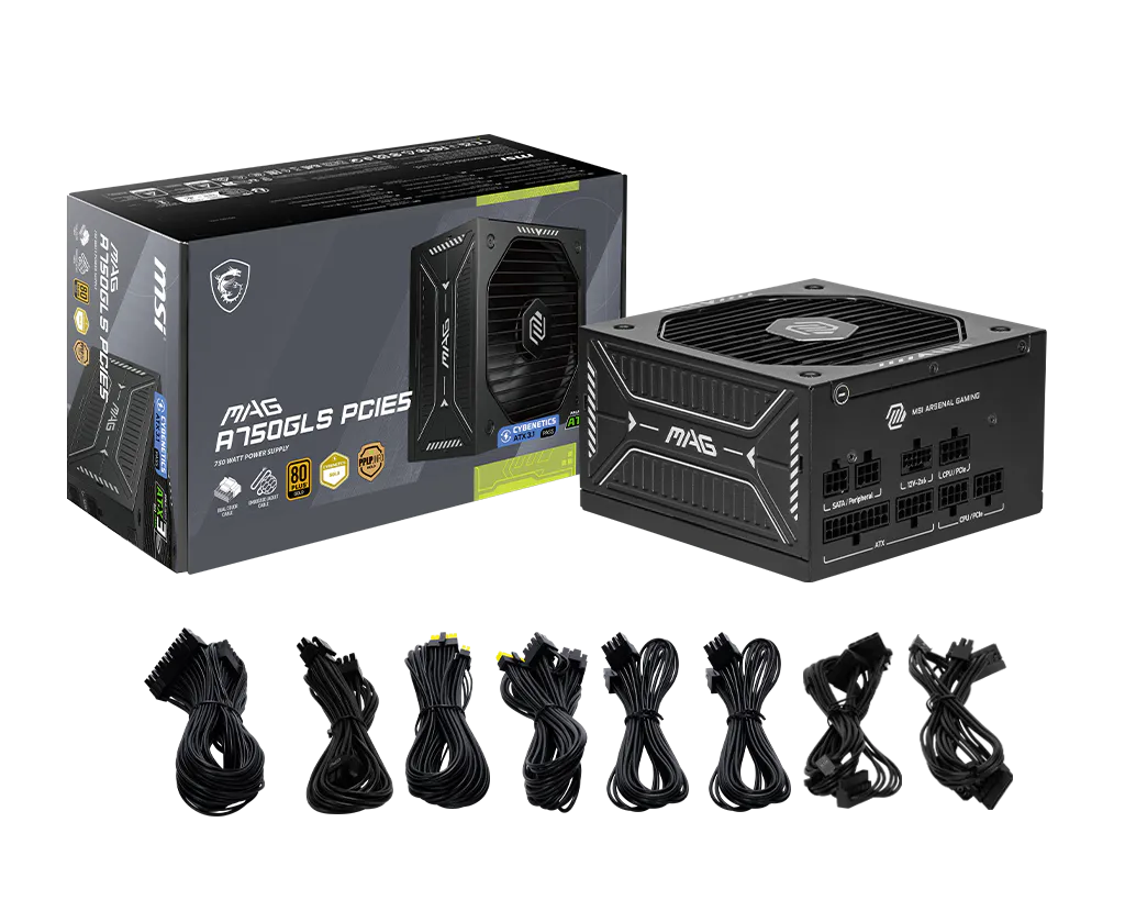 MSI MAG-A750GLS-PCIE5 Fuente de Alimentación 80 PLUS Gold 750W