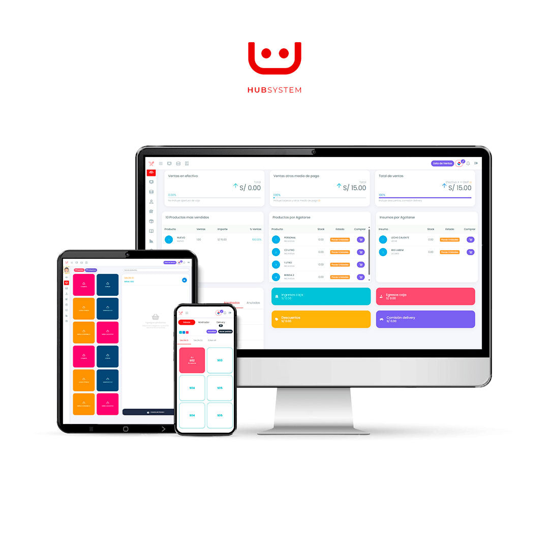 HUB SYSTEM RESTAURANT Sistema de gestión y facturación electrónica para restaurantes. Suscripción Mensual