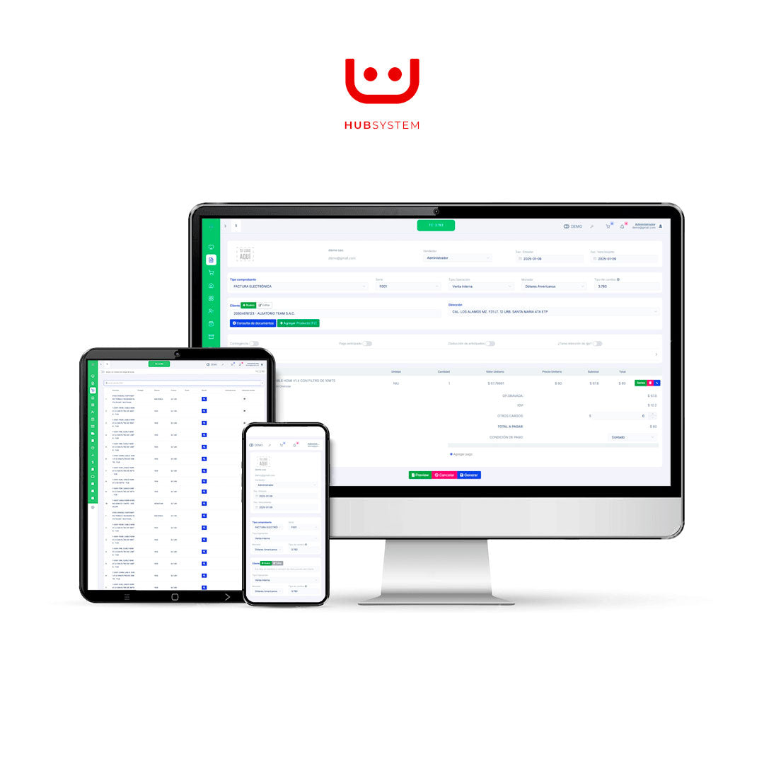 HUB SYSTEM ROPA Y CALZADO Sistema de gestión y facturación electrónica para ropa y calzado. Suscripción Mensual