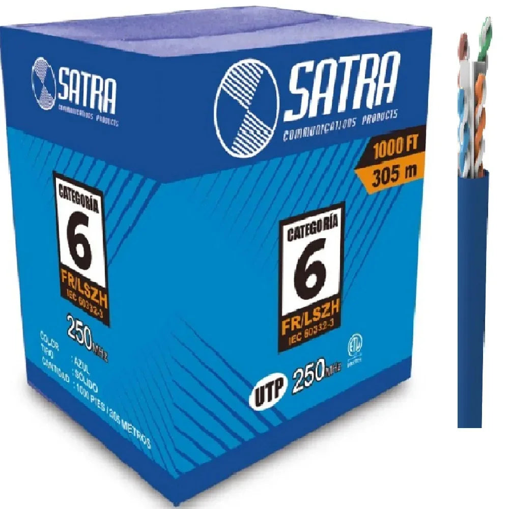 SATRA 0212021122 Cable UTP Cat6 Cobre Sólido 24AWG LSZH-3 LSFRZH Azul 305m