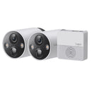 Kit 2 câmeras Wifi sem fio TP-LINK TAPO C420S2 com bateria QHD 2K. Inclui Tapo H200