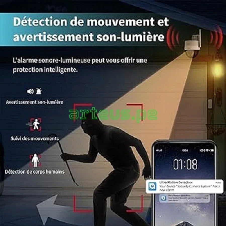 UNIVIEW UHO-P1A-M3F4D Cámara de seguridad WIFI 3MP 2K PT 360º audio y alarma