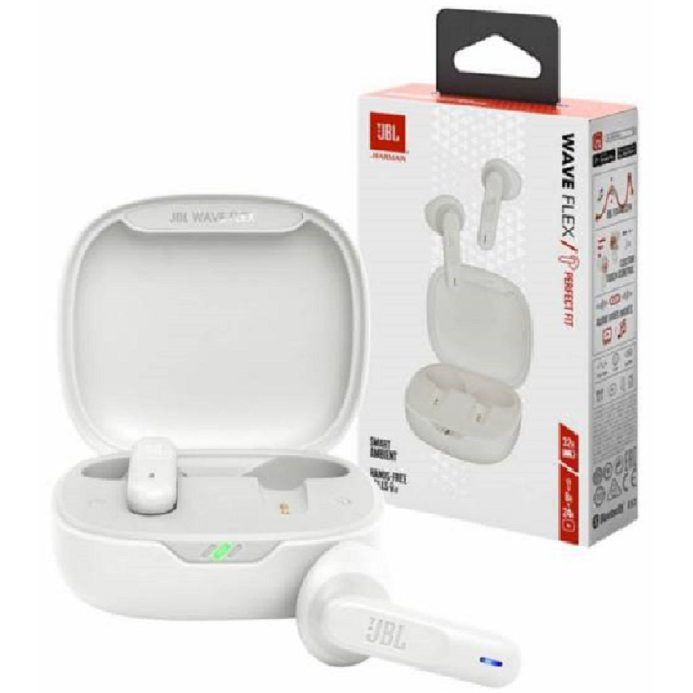 JBL WAVE FLEX, Auricular de Botón Inalámbrico BT Blanco - JBLWFLEXWHT