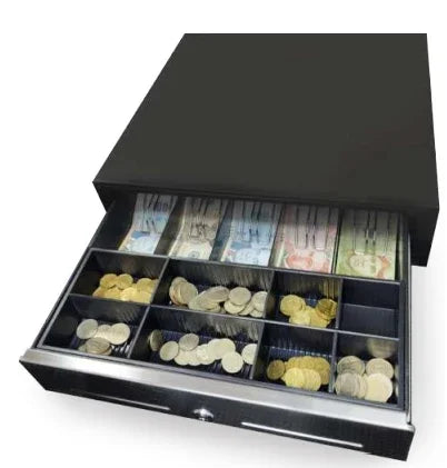 CBX CS410G Gaveta Cajón de Dinero 41x42x10cm: 5 Billetes+ 8 Monedas RJ11/Llave