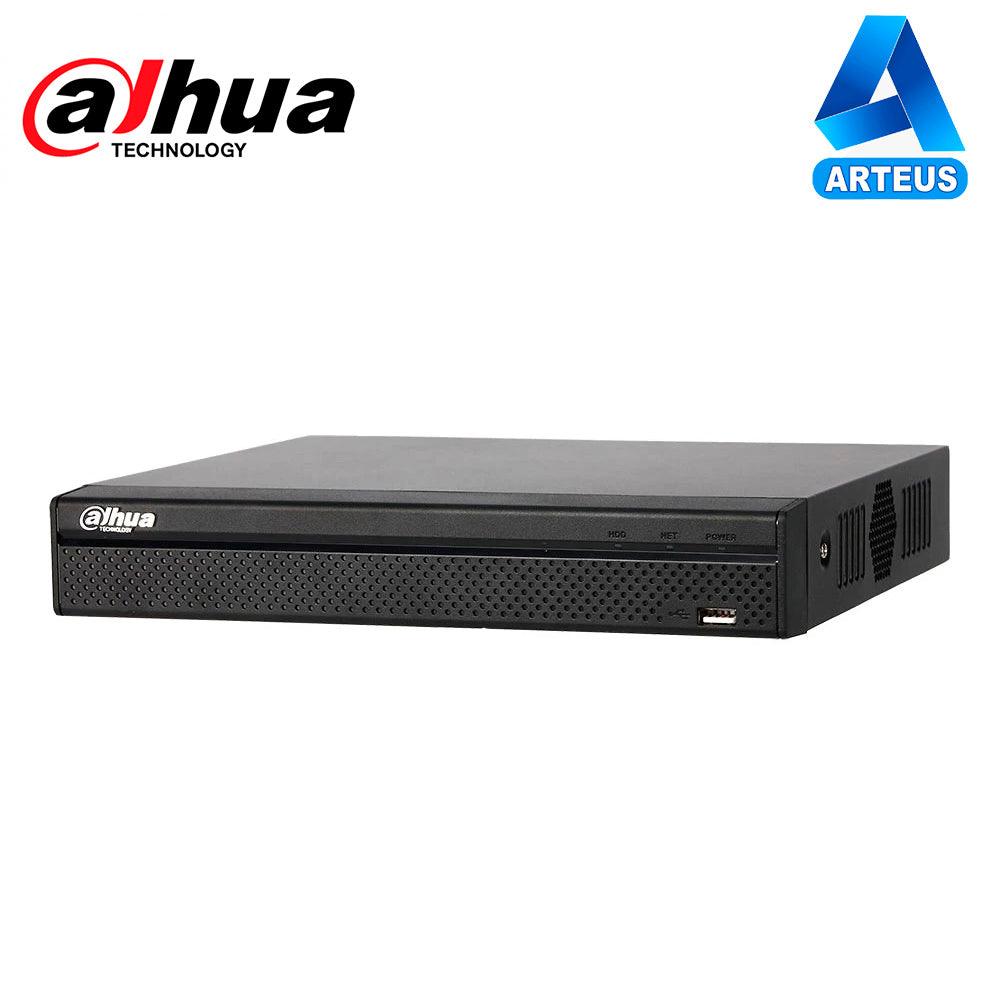 Grabador NVR Dahua negro para 16 canales, equipo de videovigilancia con puerto USB visible.