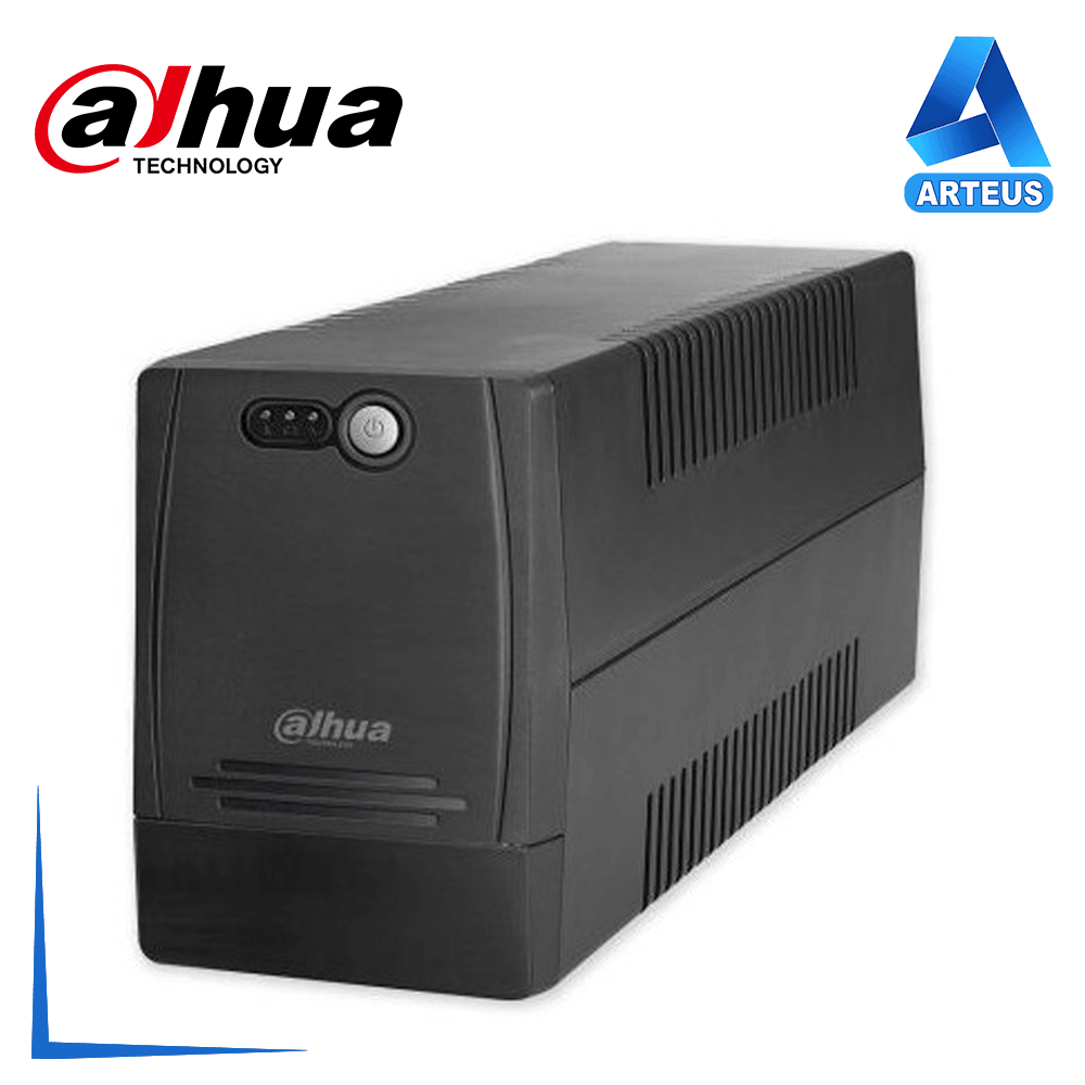 UPS negro Dahua 600VA 360W, batería de respaldo para equipos electrónicos, vista frontal